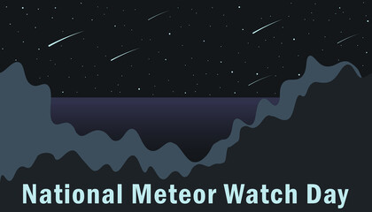 Fototapeta na wymiar National meteor watch day, traditionally celebrated on June 30 at the height of meteor shower. Vector poster for advertising design.