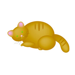 Cute red-brown cat. Vector illustration.