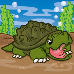 Alligator snapping in the water, Animal cute cartoon