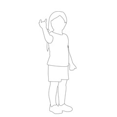 isolated, on a white background, outline sketch child, icon, girl