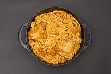 Libyan chicken pasta called imbakbaka a spicy Middle Eastern dish