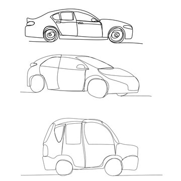 line art cars: sedan, hatchback, suv clip art preview