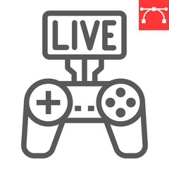 Game streaming line icon, video games and stream, live stream sign vector graphics, editable stroke linear icon, eps 10.
