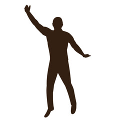 vector, on a white background, black silhouette of a man jumping