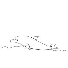 Naklejka na ściany i meble isolated, single line drawing continuous, dolphin