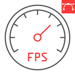 Frames Per Second color line icon, video games and fps, fps speedometer sign vector graphics, editable stroke linear icon, eps 10.