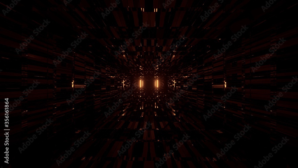 Poster 3d rendering of cool patterns made of golden laser lights