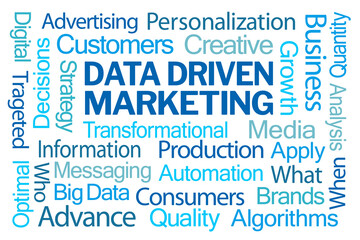 Data Driven Marketing Word Cloud on White Background