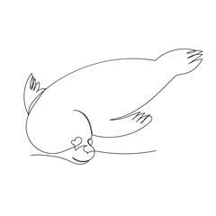 vector, isolated, single line drawing continuous, seal