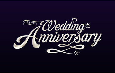 Happy Wedding Anniversary Calligraphy/Lettering design on dark background. Vector Design.