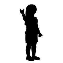 white background black silhouette little girl, child