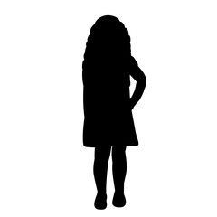 vector, isolated, on a white background black silhouette little girl, child