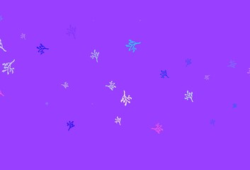 Light Blue, Red vector doodle layout with sakura.