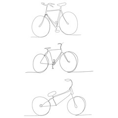 vector, isolated, bicycle continuous line drawing