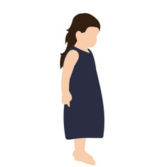 white background, in a flat style child little girl in a dress