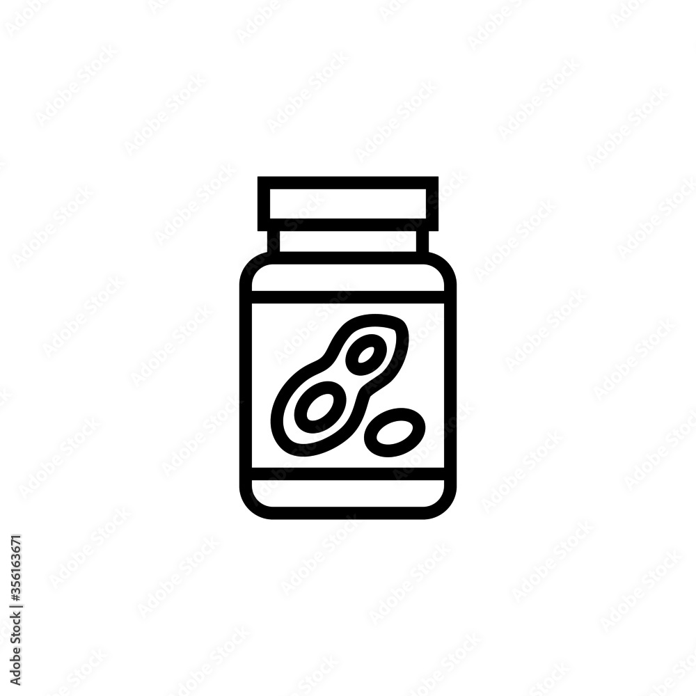 Poster peanut butter vector icon in linear, outline icon isolated on white background