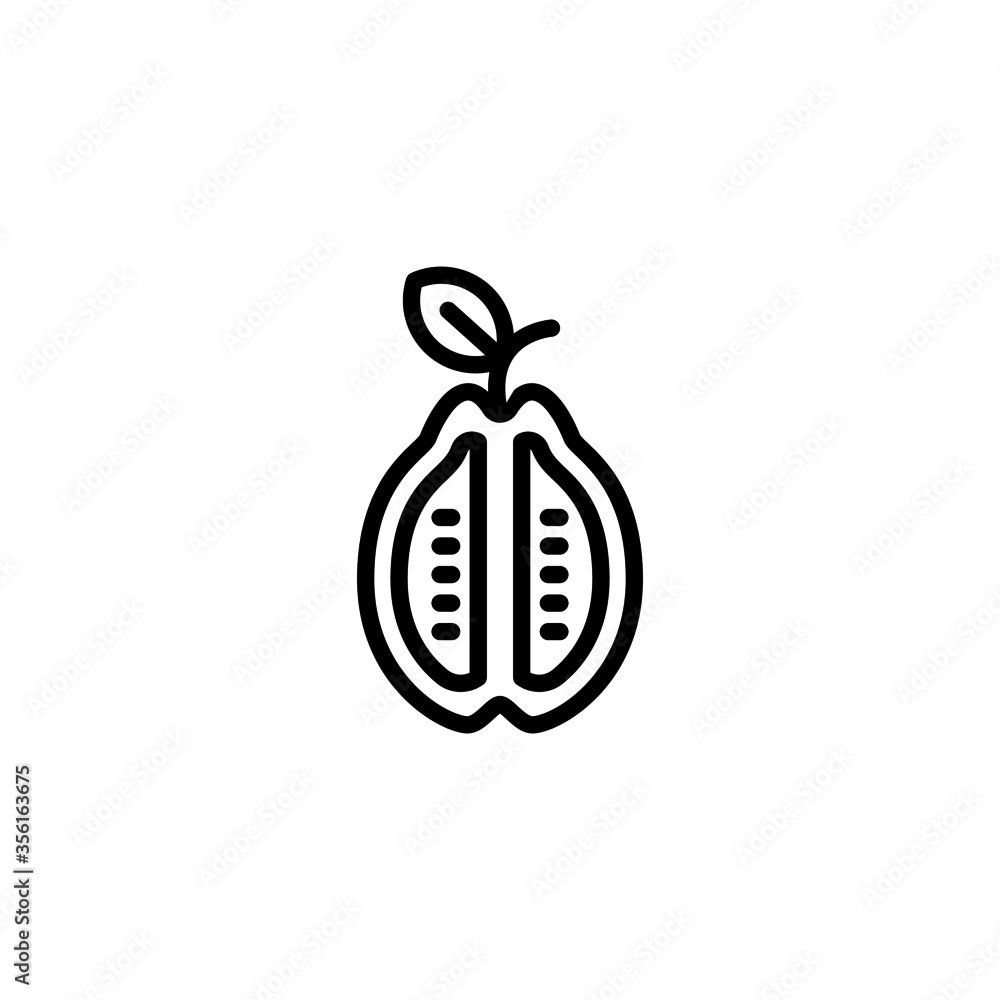 Poster guava vector icon in linear, outline icon isolated on white background