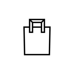 Paper bag vector icon in linear, outline icon isolated on white background