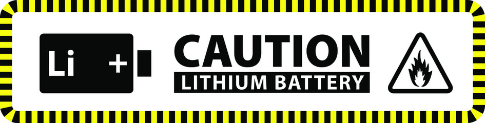 A lithium ion or lithium metal hydride battery shipment caution label. - obrazy, fototapety, plakaty