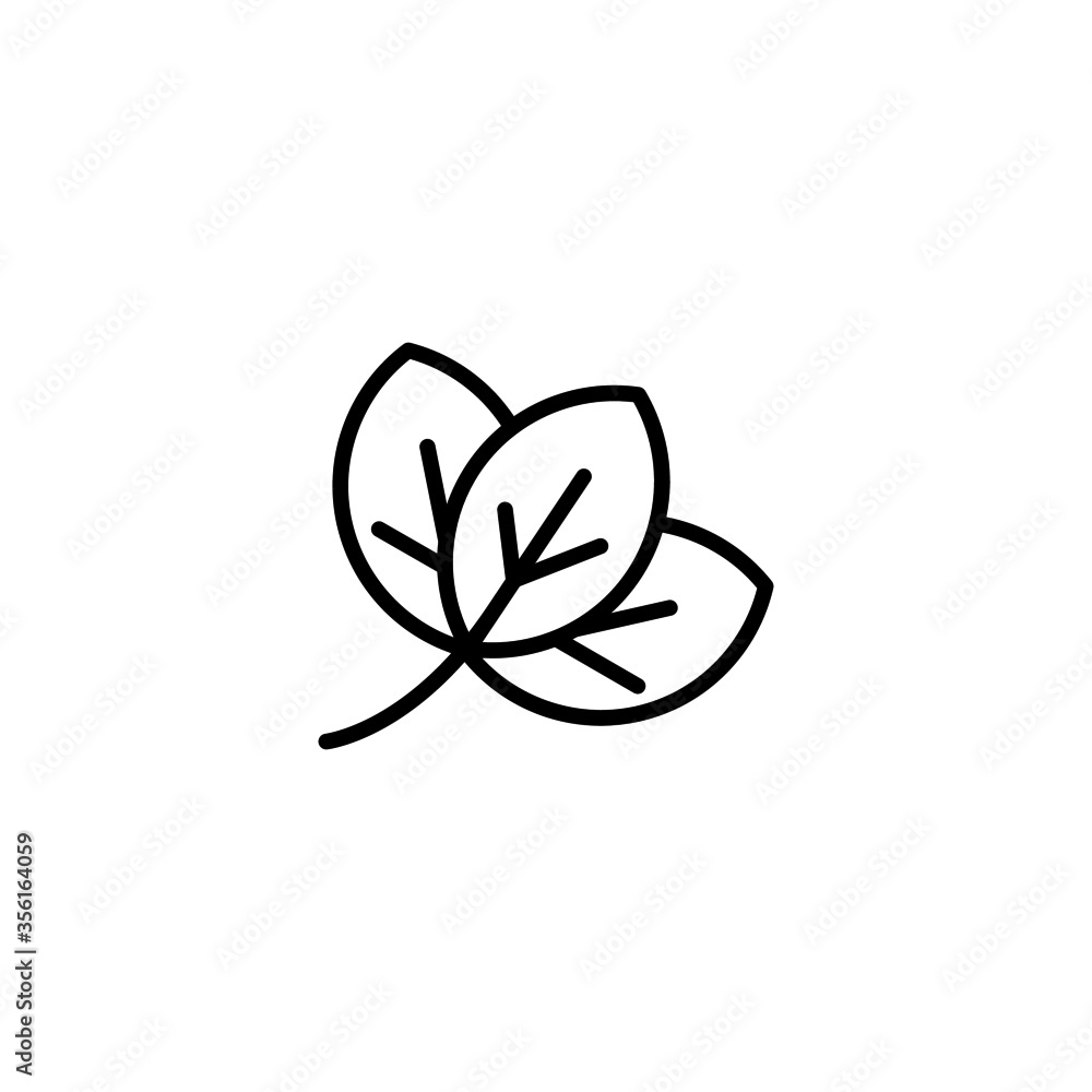Poster basil vector icon in linear, outline icon isolated on white background
