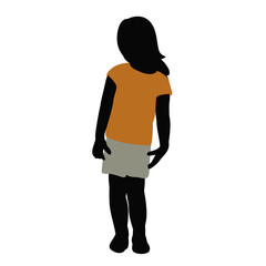 vector, isolated, silhouette in colored clothes child little girl