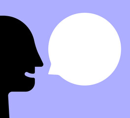 happy man head with white speech bubble