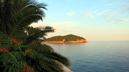 Dubrovnik, Croatia view from city walls overlooking the see and near island during the day