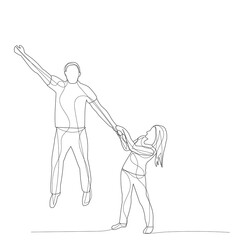vector, on a white background, line drawing girl and guy