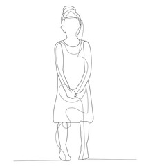 white background, line drawing of a little girl