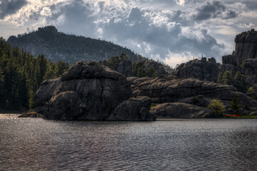 Obraz premium Weather can change rapidly at Sylvan Lake in the Black Hills of South Dakota. 