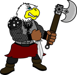 eagle gladiator warrior character cartoon in vector format