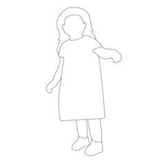 vector, isolated, on a white background, outline sketch child, icon