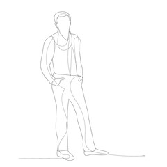 white background, line drawing man, sketch