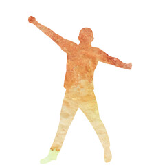 Obraz na płótnie Canvas vector, on a white background, watercolor silhouette of a man jumping