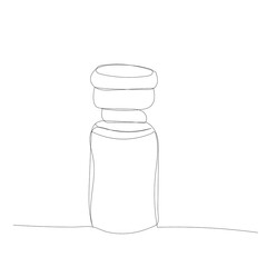 white background, a continuous line drawing of the medicine