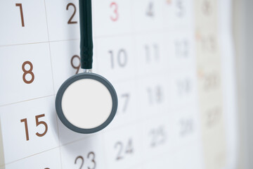 A stethoscope on calendar,medical background concept