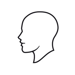 Obraz na płótnie Canvas Human head silhouette. Hand drawn line art profile drawing. Simple cartoon illustration isolated on white background. Vector icon. Eps 10.