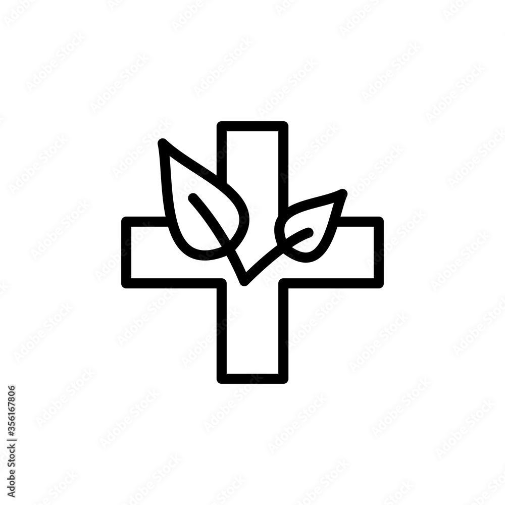 Poster homeopathy cross leaf icon. simple line, outline vector elements of alternative medicine icons for u