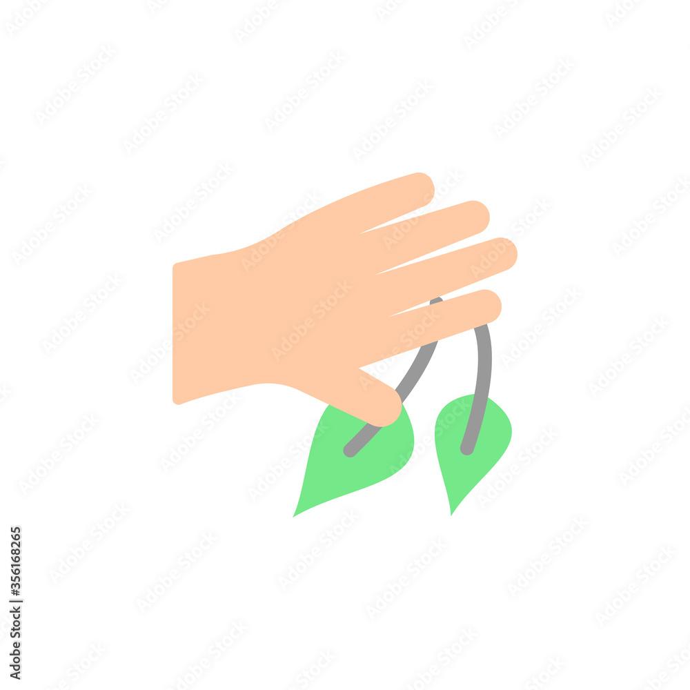 Poster hand herb leaf icon. simple color vector elements of alternative medicine icons for ui and ux, websi
