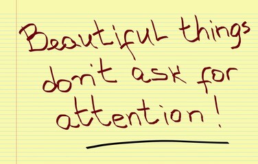 Beautiful things don’t ask for attention