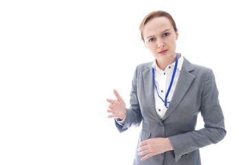 大激怒をするスーツを着たビジネスウーマン