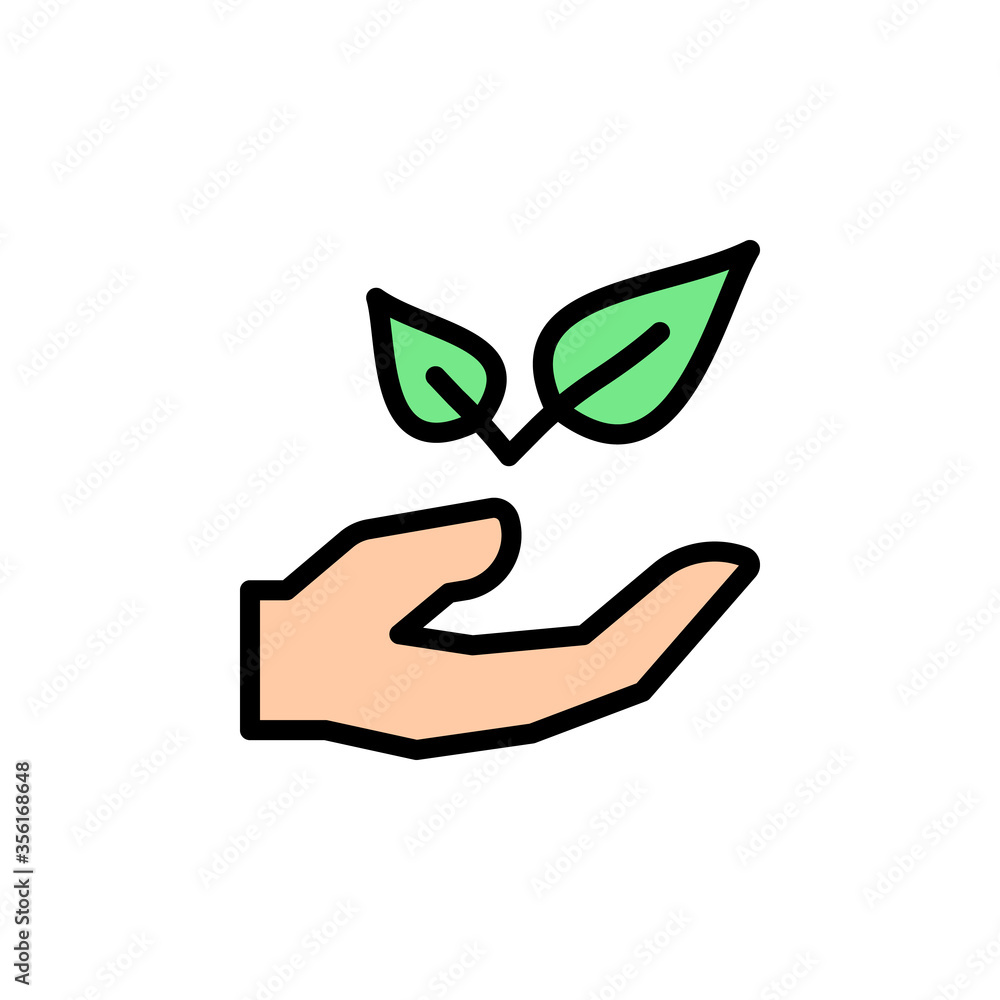 Aufkleber herbal hand leaf icon. simple color with outline vector elements of alternative medicine icons for u