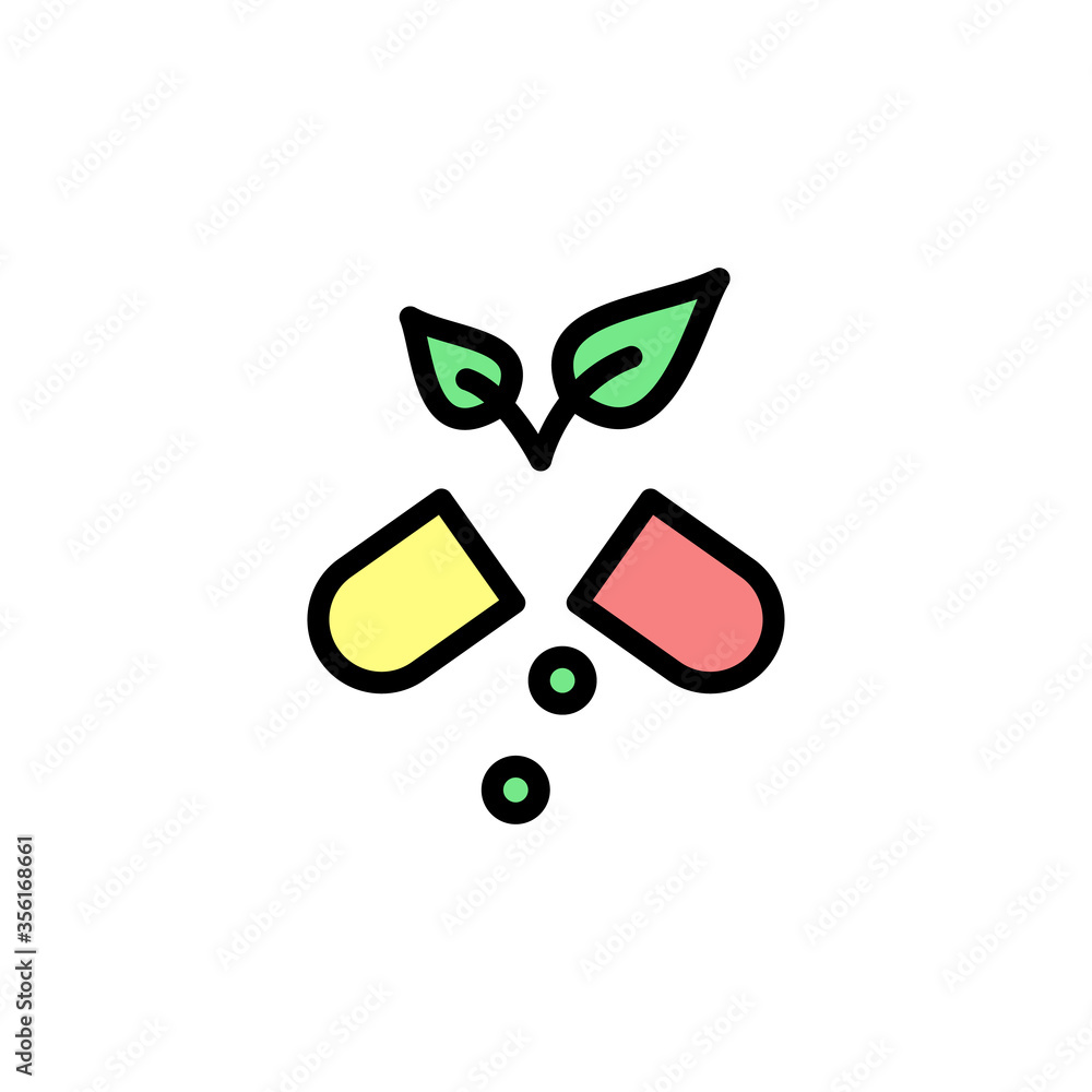 Poster herbal medicine leaf icon. simple color with outline vector elements of alternative medicine icons f