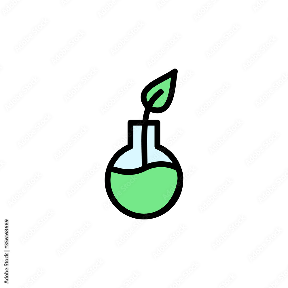Poster green pharmacy flask icon. simple color with outline vector elements of alternative medicine icons f
