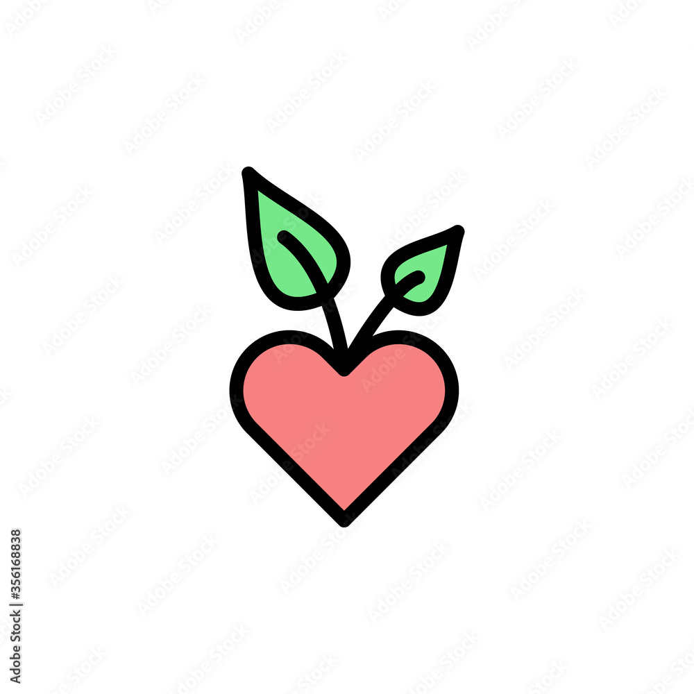 Aufkleber heart love leaf icon. simple color with outline vector elements of alternative medicine icons for ui