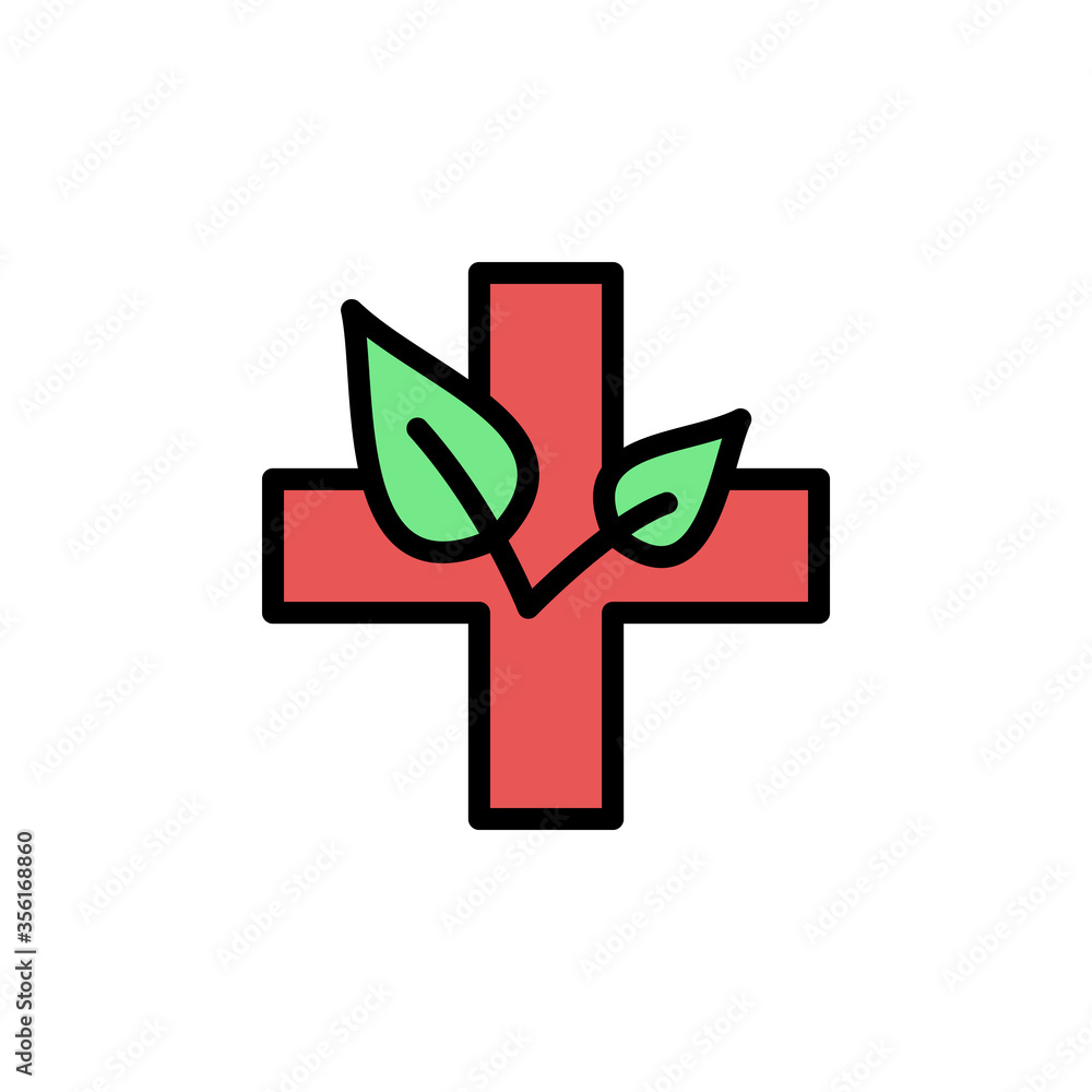 Poster homeopathy cross leaf icon. simple color with outline vector elements of alternative medicine icons 