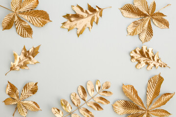 Frame of golden leaves.
