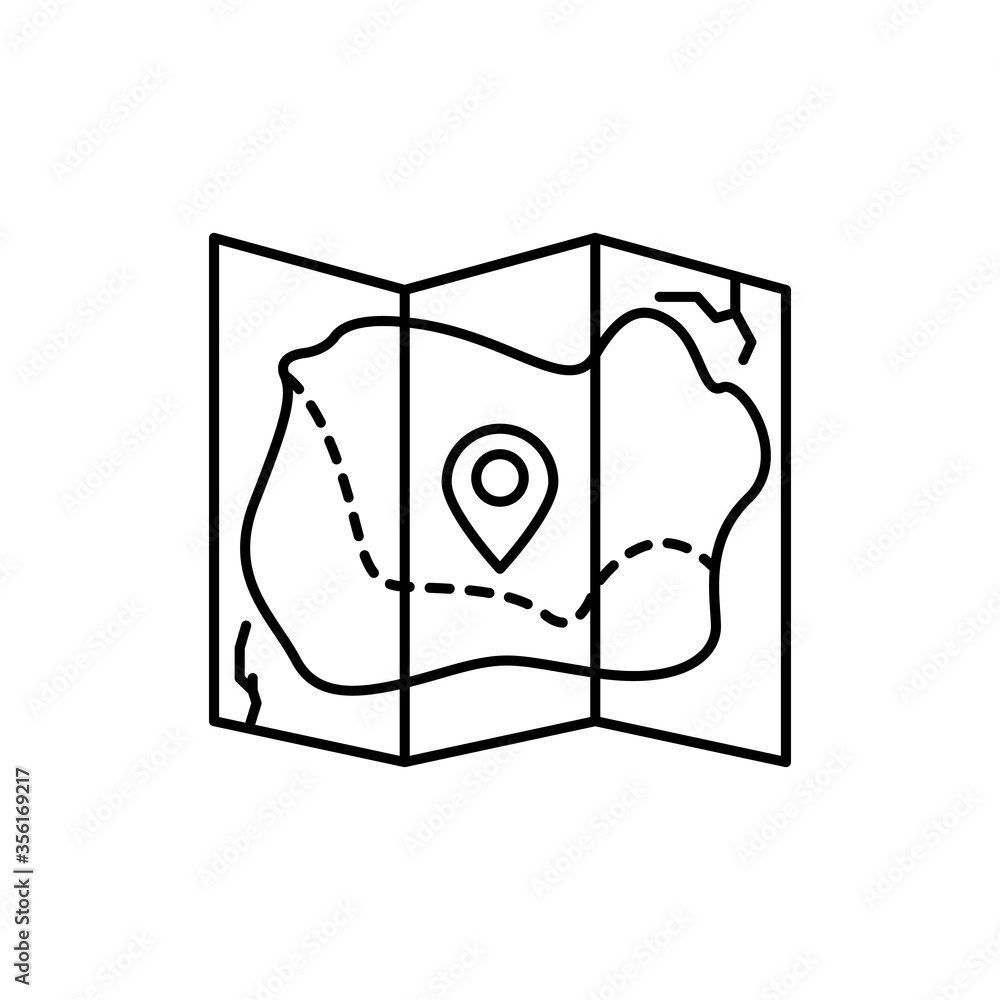 Poster map, location pin icon. simple line, outline vector elements of archeology for ui and ux, website or