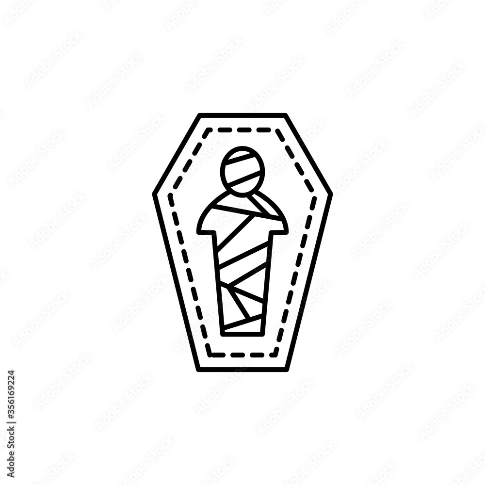 Poster mummy, coffin icon. simple line, outline vector elements of archeology for ui and ux, website or mob