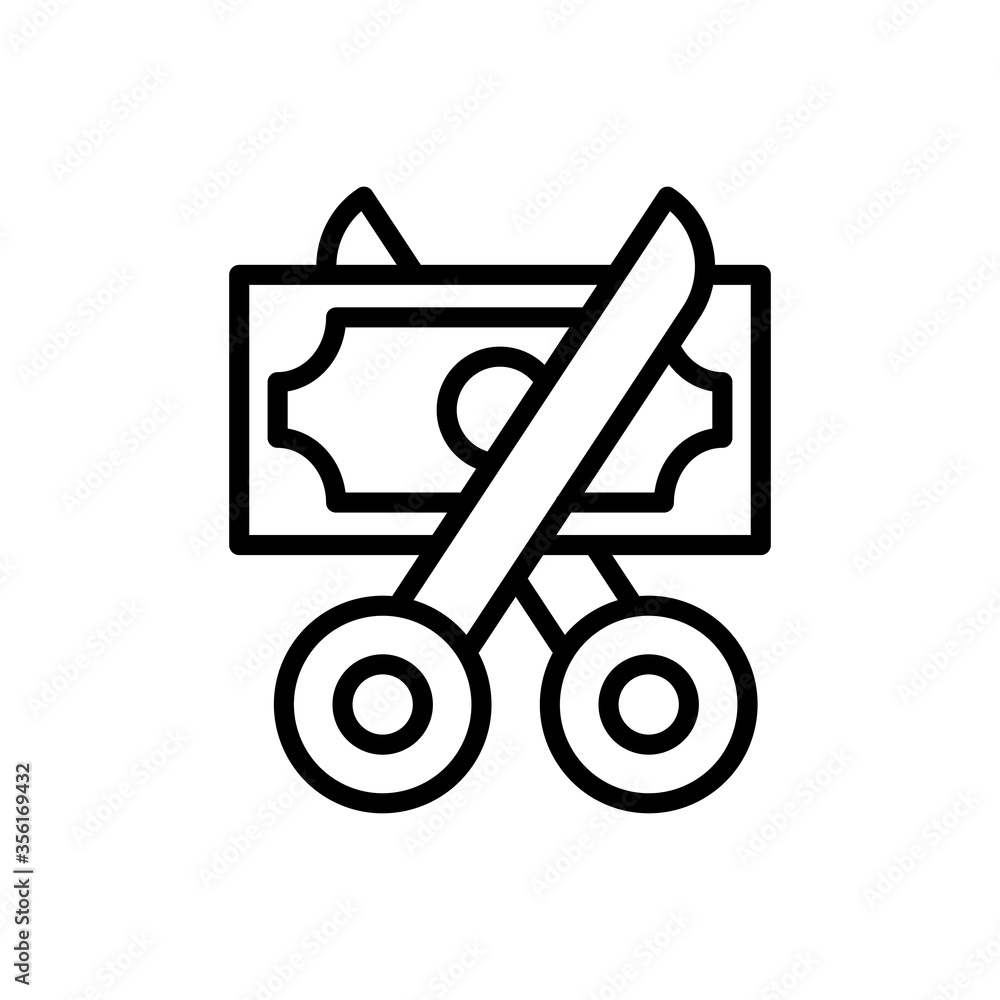 Poster scissors money icon. simple line, outline vector elements of bankruptcy icons for ui and ux, website